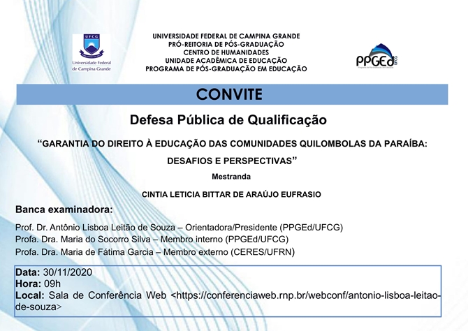 Banca de qualificação de mestrado – Programa de Pós-Graduação em Direito –  Mestrado em Direito